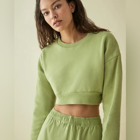 Reformation Hunter Crop Sweatshirt in Bright Green - Picture 1 of 5
